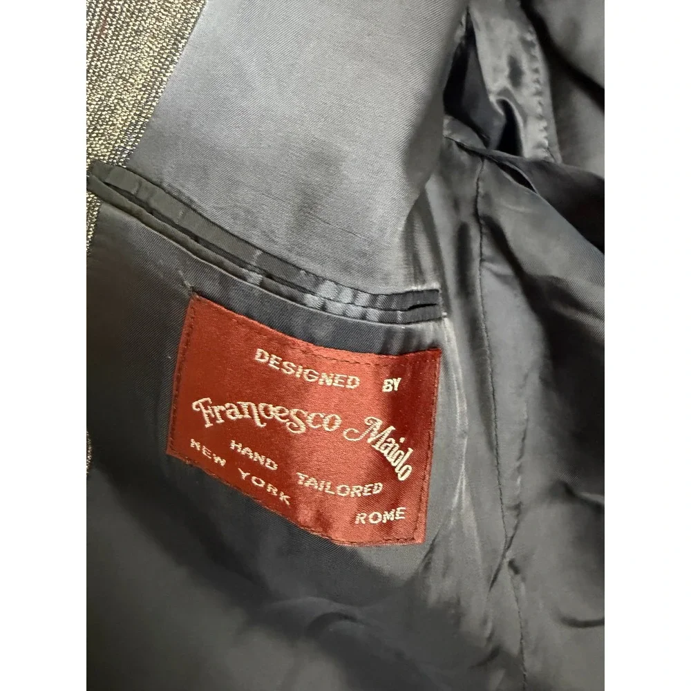 Francesco Maiolo Mens 42L Grey Wool Silk Blend‎ Hand Tailored Blazer Sport Coat